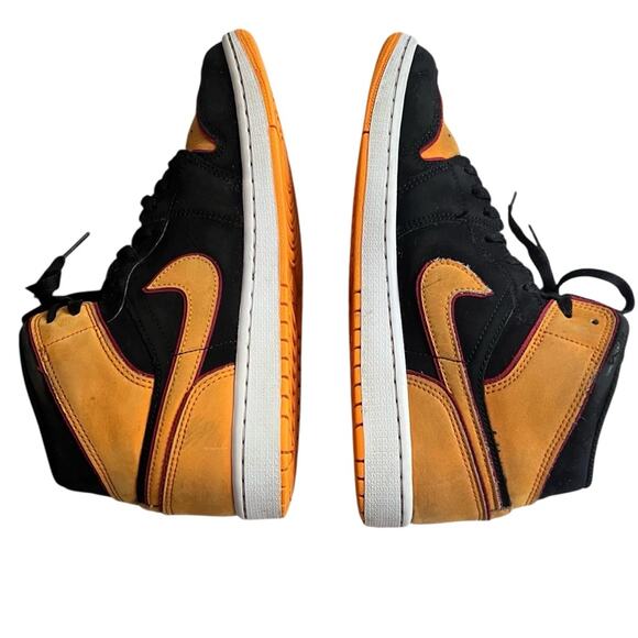 Nike Air Jordon 1 Mid SE Sneaker Mens 9 Black Vivid Orange FJ4923-008 Fat Tongue - Picture 5 of 14